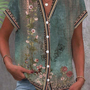 Hannah | Women's Boho Floral V-Neck Blouse