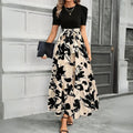 Hannah | Women's Elegant Maxi Dress - Floral Beige Noir
