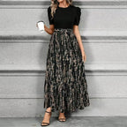 Hannah | Women's Elegant Maxi Dress - Olive Leaf Black