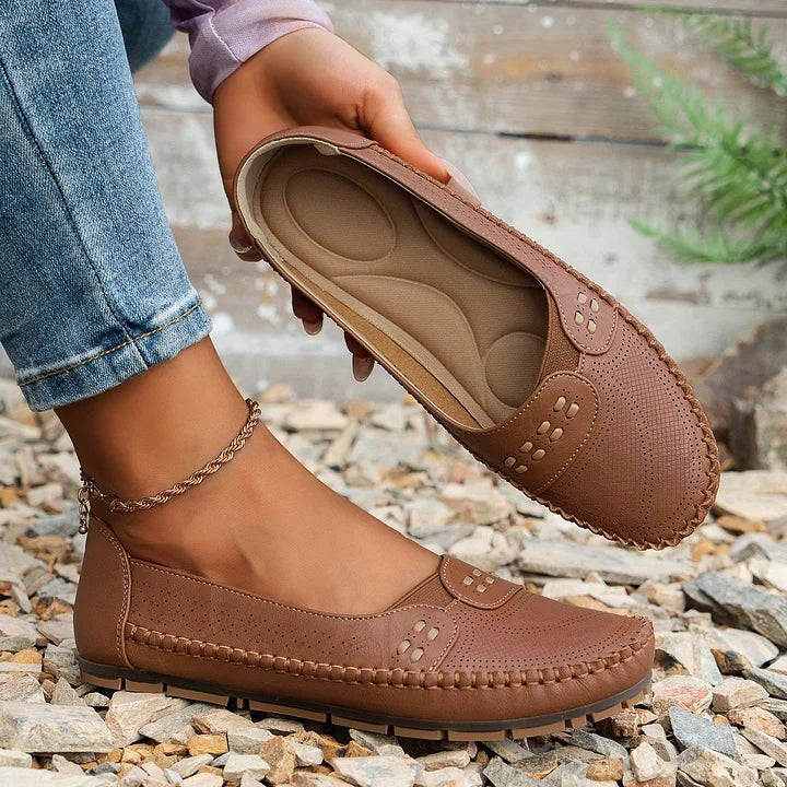 Harper | Women's Comfortable Slip-On Flats - Brown