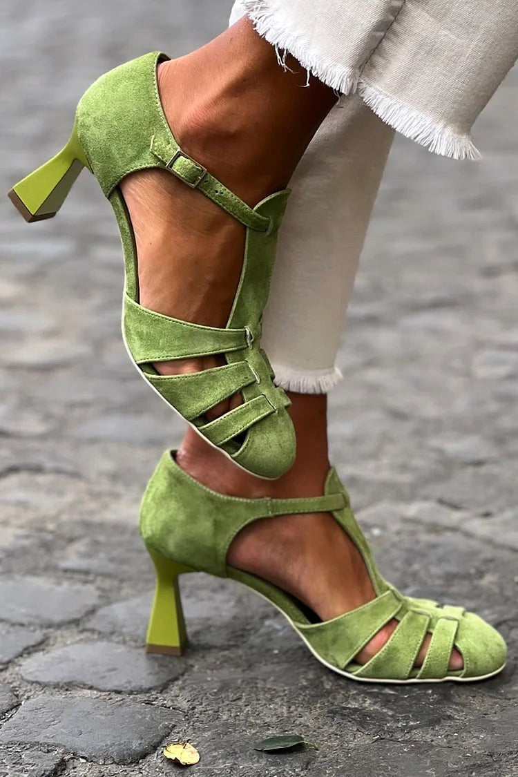 Harper | Women's Green Vintage Strap Heels - Green