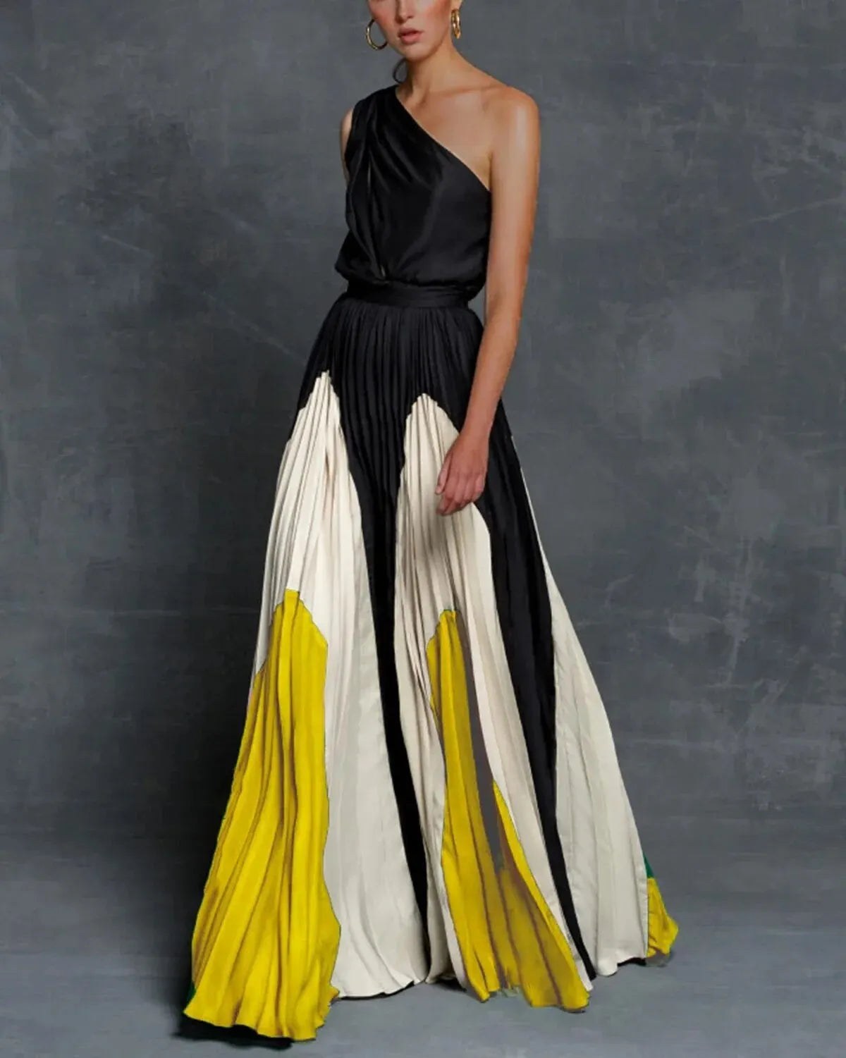 Harper | Women's Maxi Dress with Shoulder Detail - Yellow