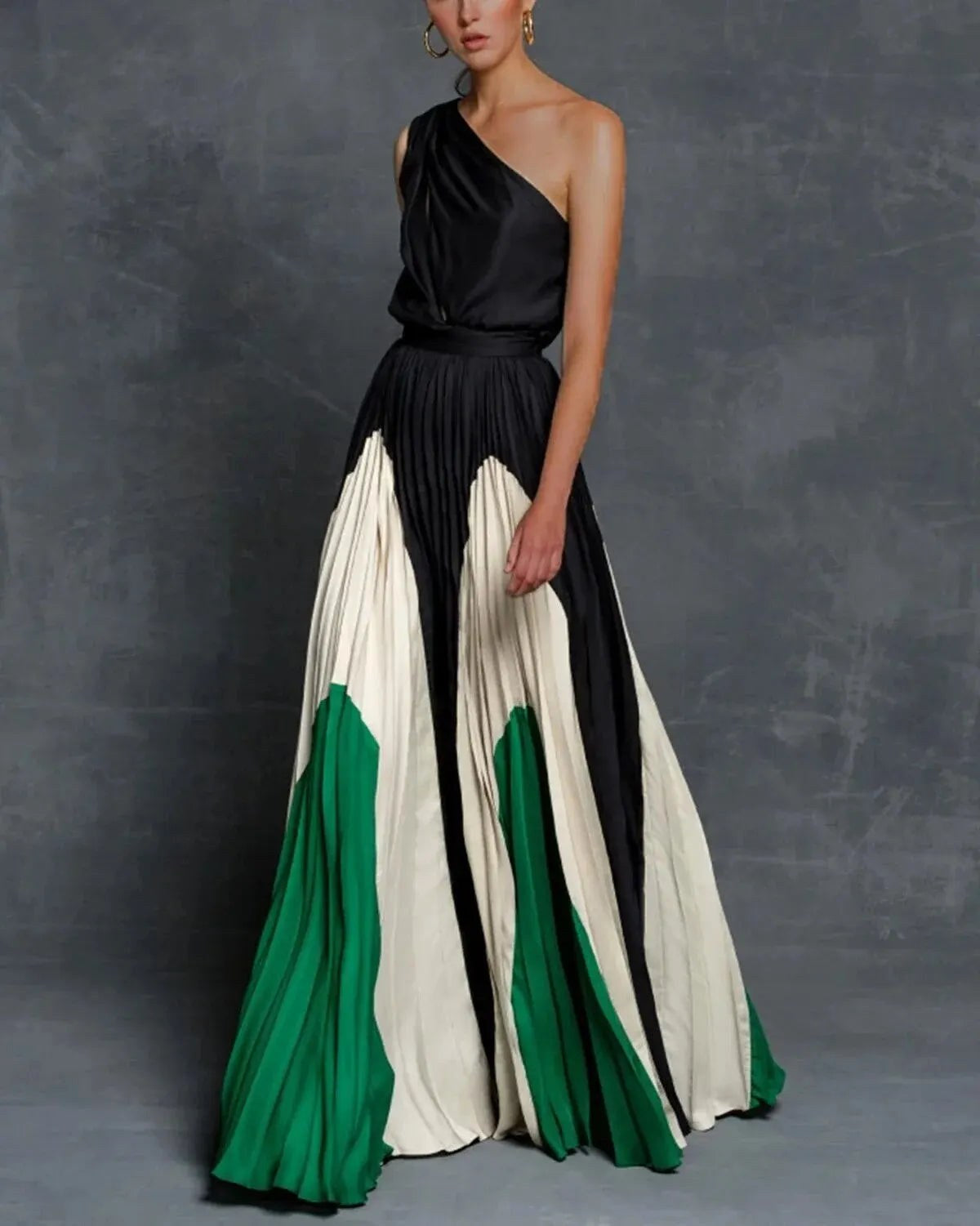 Harper | Women's Maxi Dress with Shoulder Detail - Green