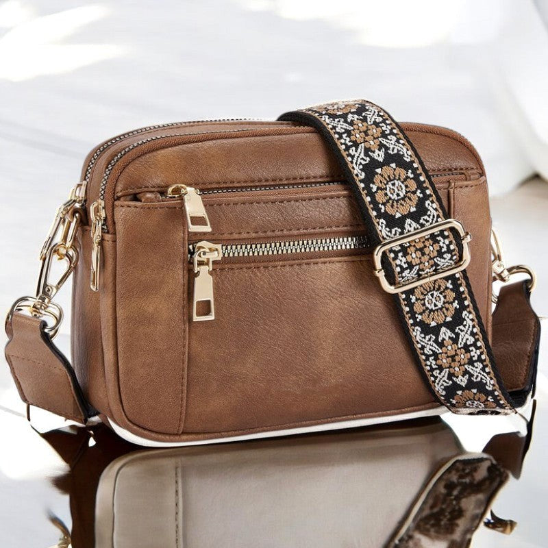 Harper | Women's Refined Leather Shoulder Bag - Brown