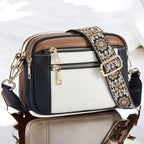 Harper | Women's Refined Leather Shoulder Bag - Beige with Black and Brown