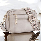Harper | Women's Refined Leather Shoulder Bag - Grey / Beige