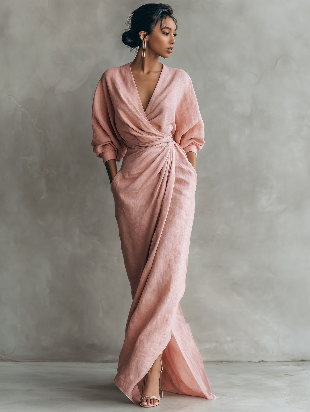 Harper | Women's V-Neck Linen Blend Maxi Dress - image 5