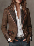 Erin | Women's Tailored Blazer with Patterned Lapel Trim, Double-Breasted Blazer Suit | The Dress Cellar