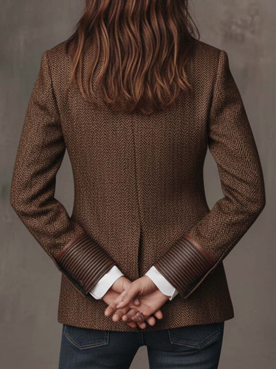 Erin | Women's Tailored Blazer with Patterned Lapel Trim, Double-Breasted Blazer Suit | The Dress Cellar