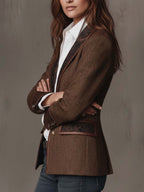Erin | Women's Tailored Blazer with Patterned Lapel Trim, Double-Breasted Blazer Suit | The Dress Cellar