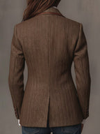 Erin | Women's Tailored Blazer with Patterned Lapel Trim, Double-Breasted Blazer Suit | The Dress Cellar