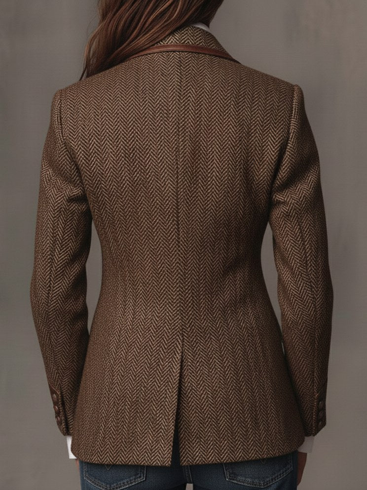 Erin | Women's Tailored Blazer with Patterned Lapel Trim, Double-Breasted Blazer Suit | The Dress Cellar