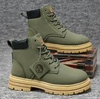 Harry | Men's Leather Lace-Up Work Boots, High-Top Construction Boots | The Dress Cellar | Green