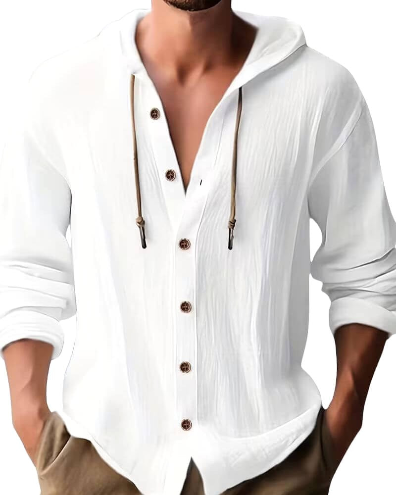 Roy | Men's Hooded Long-Sleeve Shirt, Relaxed-Fit Casual Shirt | The Dress Cellar