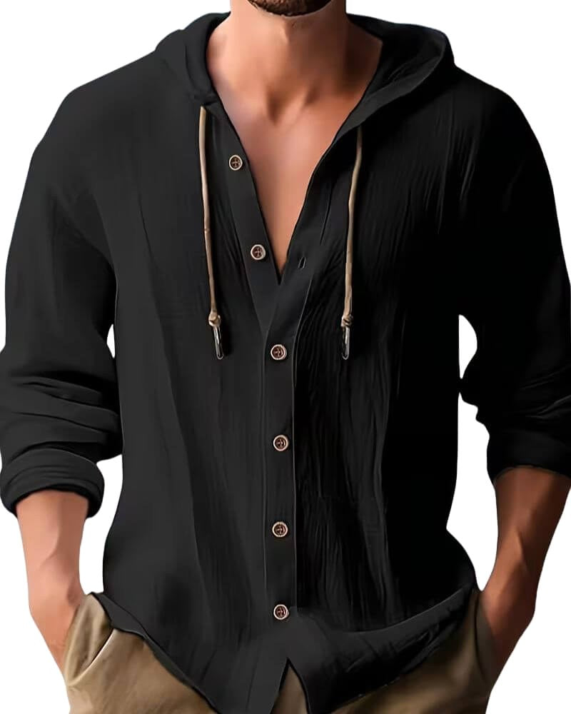 Roy | Men's Hooded Long-Sleeve Shirt, Relaxed-Fit Casual Shirt | The Dress Cellar