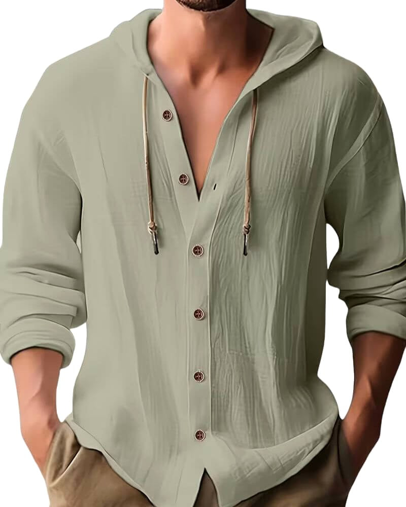 Roy | Men's Hooded Long-Sleeve Shirt, Relaxed-Fit Casual Shirt | The Dress Cellar