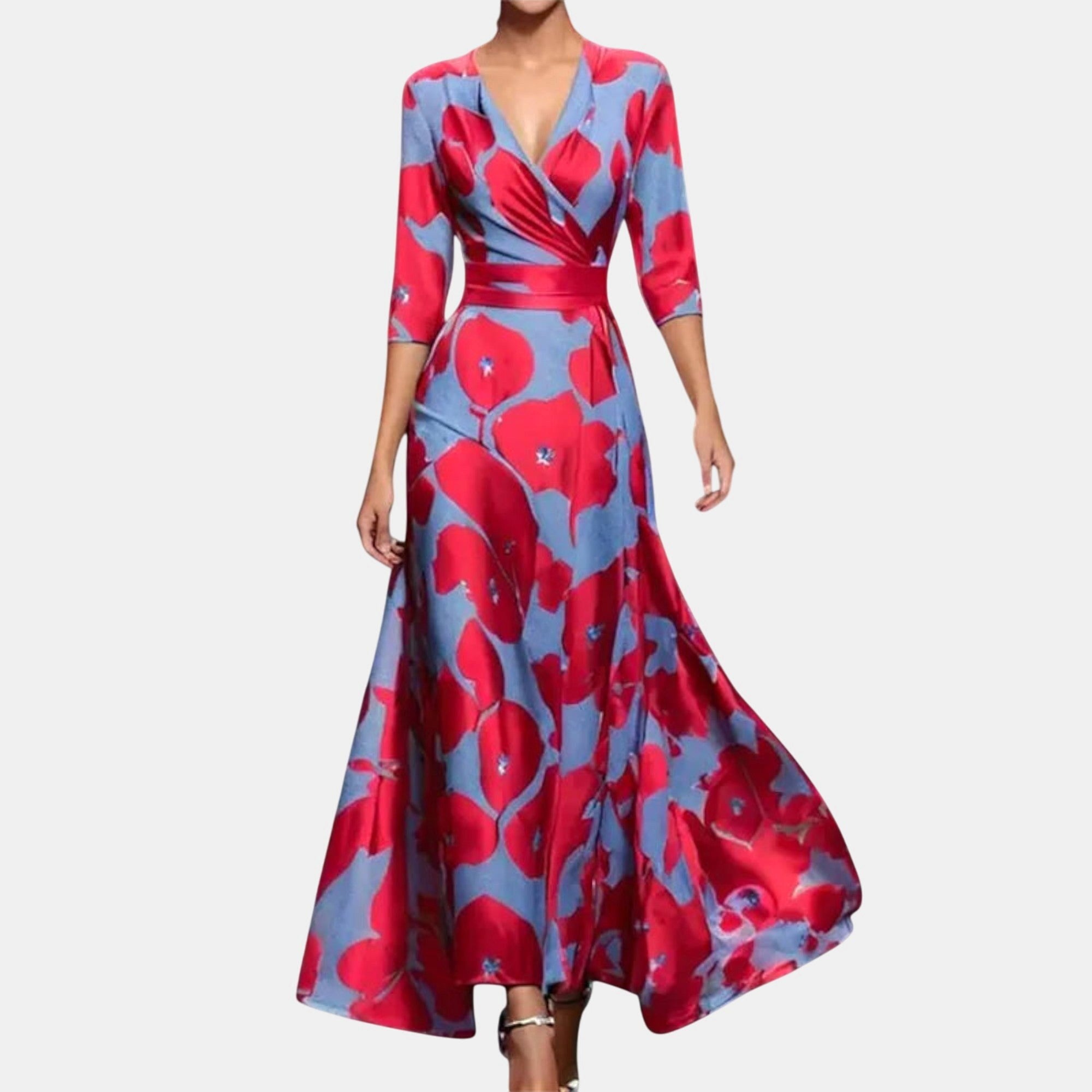 Hazel | Women's Elegant Midi Dress - Red