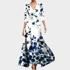 Hazel | Women's Elegant Midi Dress - Blue