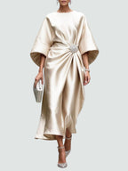 Heather | Women's Elegant Long Dress - Khaki