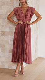 Heather | Women's Pleated Maxi Dress - Antique pink