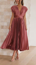 Heather | Women's Pleated Maxi Dress - Black
