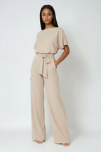 Heidi | Women's Wide-Leg Jumpsuit with Waist Tie – an Elegant One-Piece | The Dress Cellar