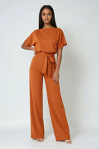 Heidi | Women's Wide-Leg Jumpsuit with Waist Tie – an Elegant One-Piece | The Dress Cellar