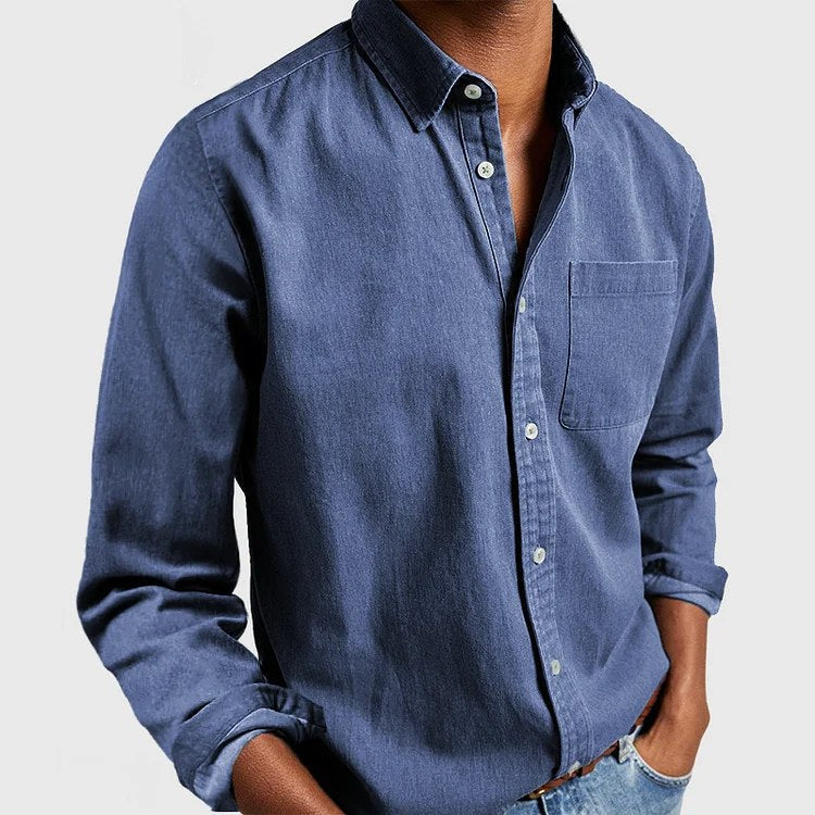 Henry | Men's Tailored Cotton Shirt, Smart Everyday Shirt | The Dress Cellar | Blue