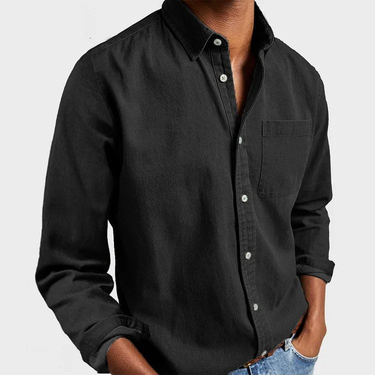 Henry | Men's Tailored Cotton Shirt, Smart Everyday Shirt | The Dress Cellar | Black