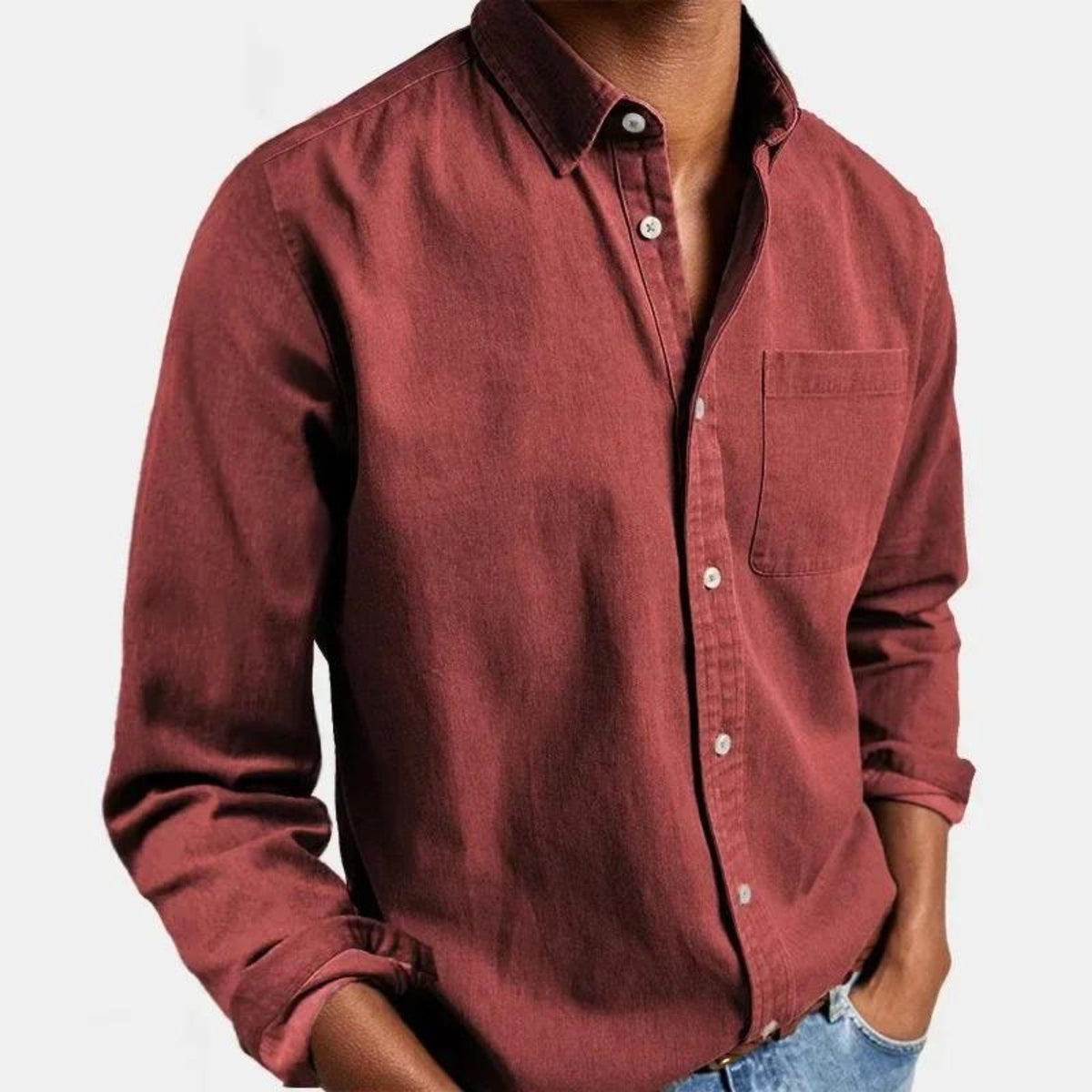 Henry | Men's Tailored Cotton Shirt, Smart Everyday Shirt | The Dress Cellar | Red