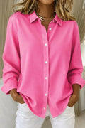 Holly | Women's Elegant Button-Front Blouse - Fuchsia