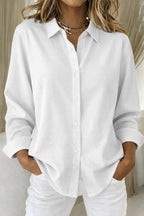 Holly | Women's Elegant Button-Front Blouse - White