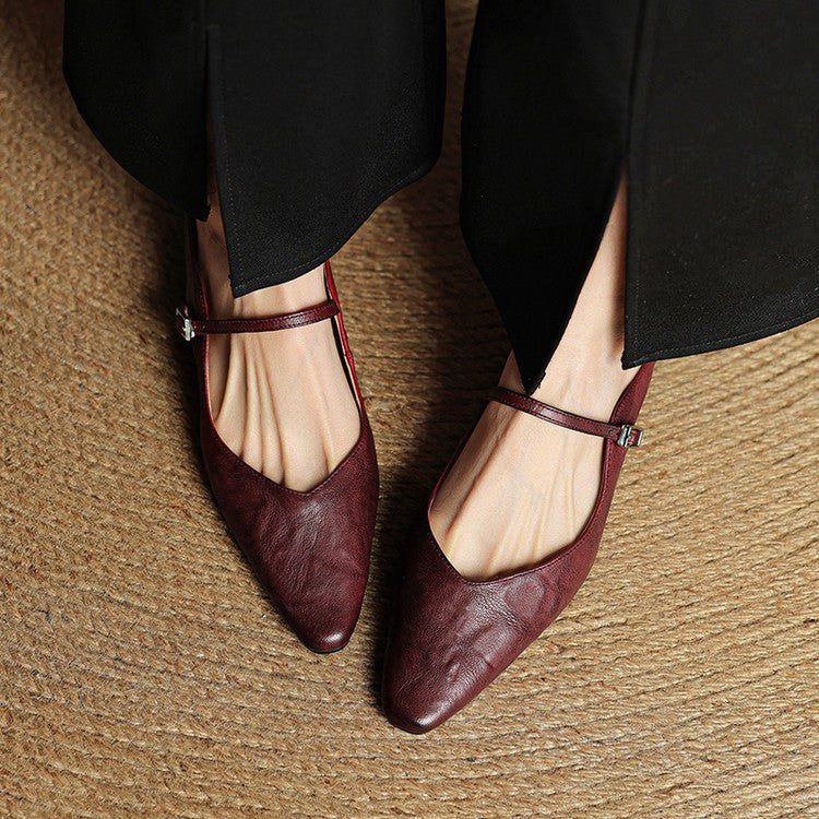 Holly | Women's Leather Mary Jane Mules, Pointed Toe Comfort Shoes | The Dress Cellar