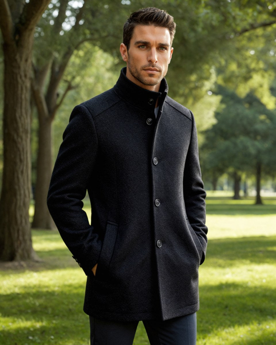 Hudson | Men's Premium Wool Overcoat, Tailored Winter Coat | The Dress Cellar