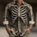 Hudson | Men's Skeleton Button-Up Shirt, Halloween Print Shirt | The Dress Cellar | Brown