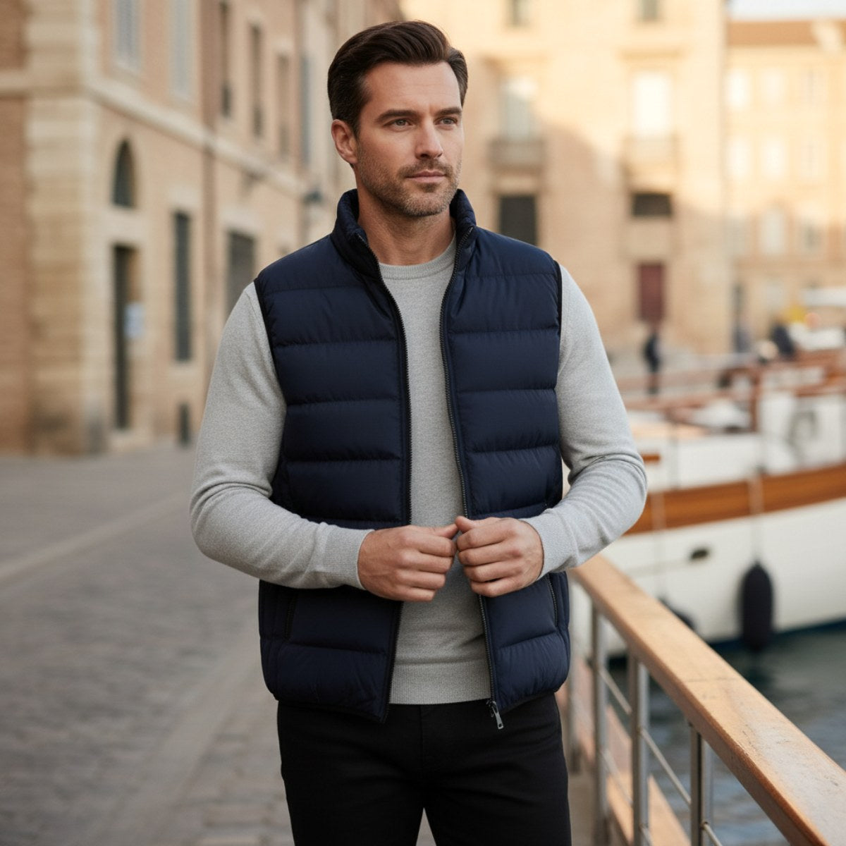 Hunter | Men's Quilted Puffer Gilet, Sleeveless Layering Gilet | The Dress Cellar