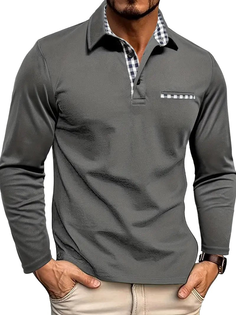Ian | Men's Long-Sleeve Polo Shirt, Lightweight Everyday Polo | The Dress Cellar