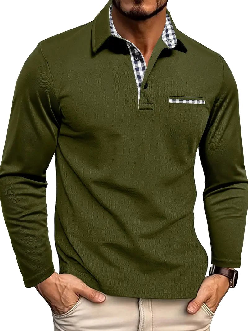 Ian | Men's Long-Sleeve Polo Shirt, Lightweight Everyday Polo | The Dress Cellar