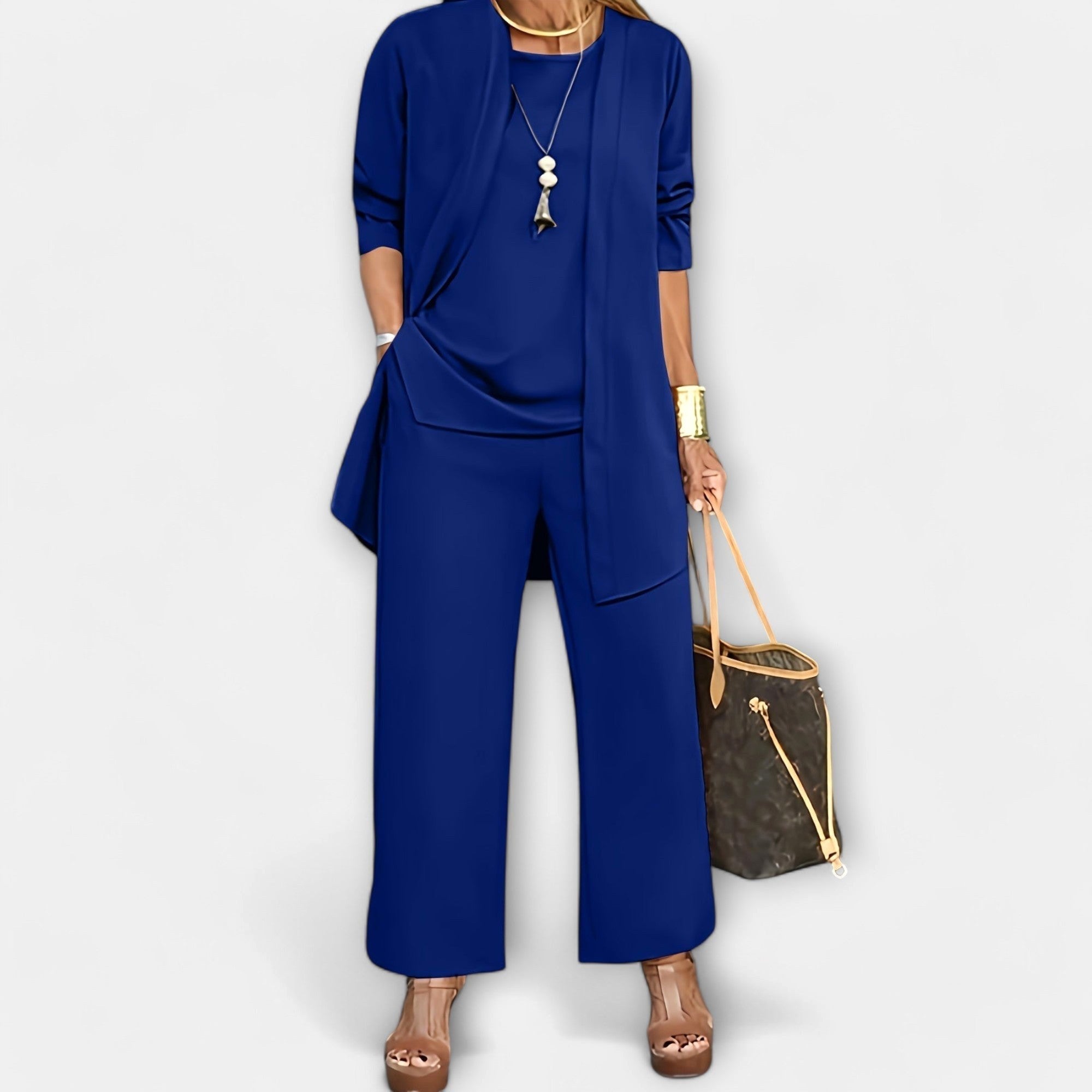 Iliana | Women's Sophisticated Three-Piece Set - Dark Brown