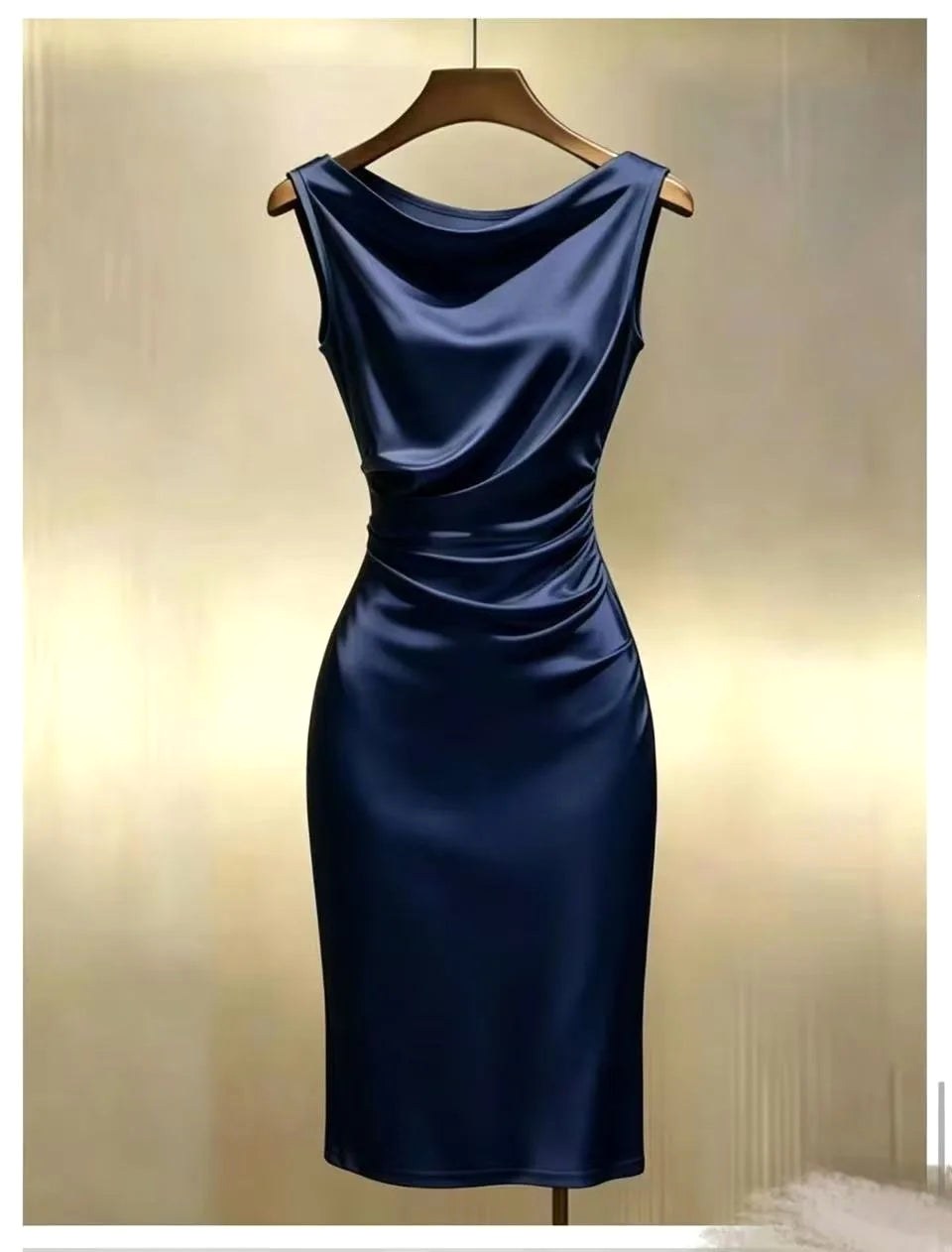 Ingrid | Women's Sleeveless Satin Midi Dress, Elegant Midi Dress | The Dress Cellar
