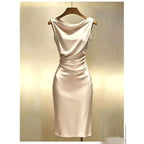 Ingrid | Women's Sleeveless Satin Midi Dress, Elegant Midi Dress | The Dress Cellar