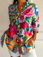 Isabella | Women's Colorful Printed Short Sleeve Blouse - Mix