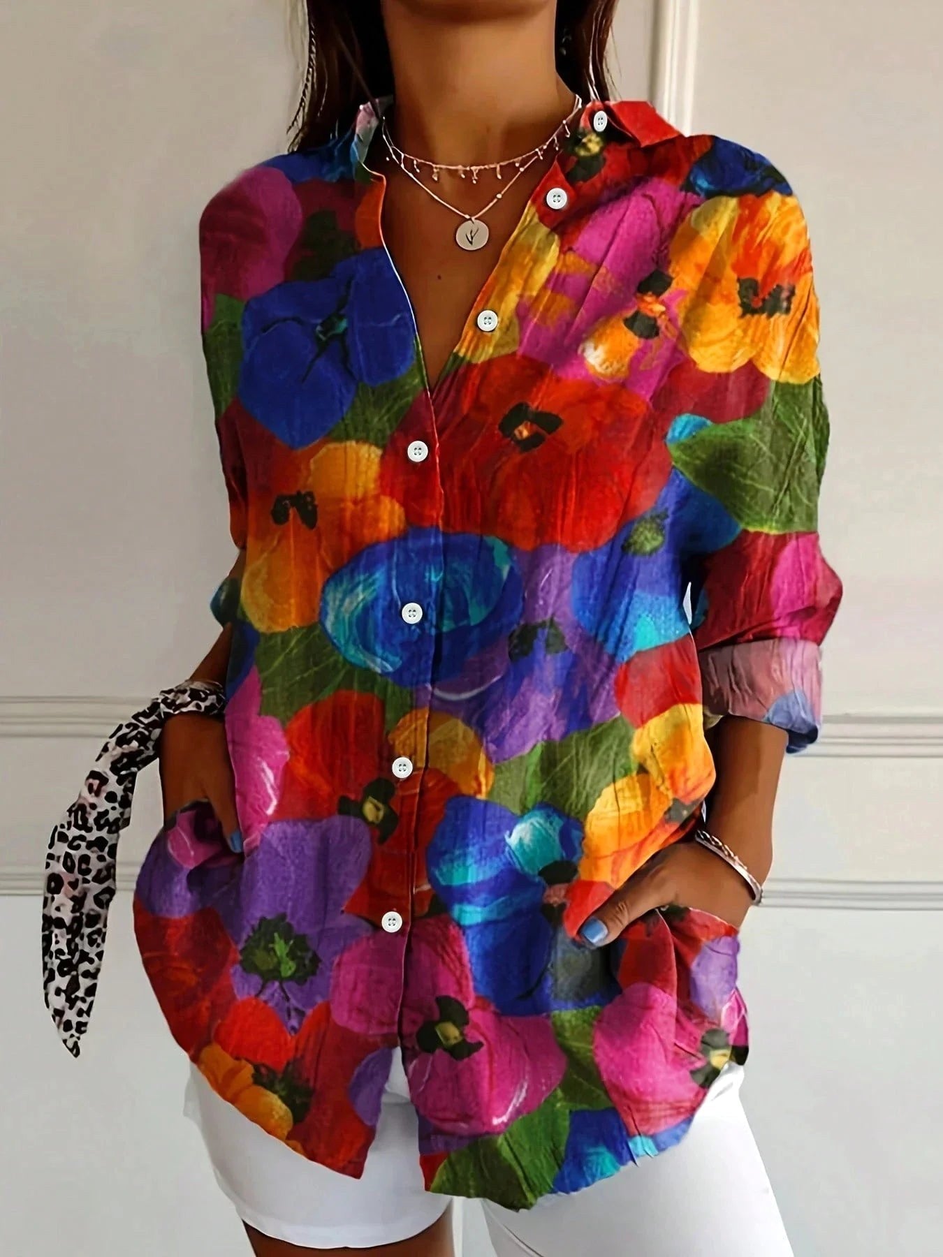 Isabella | Women's Colorful Printed Short Sleeve Blouse - Mix 2