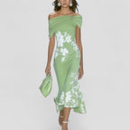 Isabella | Women's Elegant Midi Dress - Green
