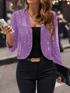 Isabelle | Women's Sequin Cardigan Jacket, Glitter Evening Jacket | The Dress Cellar | Gray