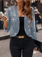 Isabelle | Women's Sequin Cardigan Jacket, Glitter Evening Jacket | The Dress Cellar | Pink