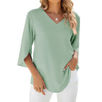 Isabelle | Women's V-Neck Three-Quarter Sleeve Blouse - image 2