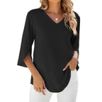 Isabelle | Women's V-Neck Three-Quarter Sleeve Blouse - image 3