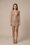 Nicole | Women's Sequin Mini Dress, V-Neck Evening Dress | The Dress Cellar