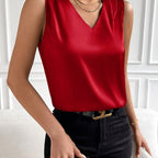 Peyton | Women's Sleeveless Top with V-Neckline, Elegant Vest Top | The Dress Cellar
